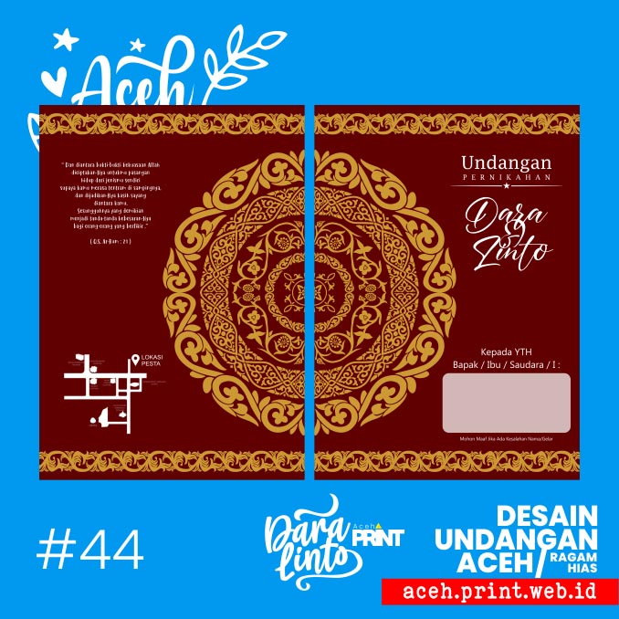 #44 Undangan Aceh Motif Ornamen Kindang Rumoh Adat